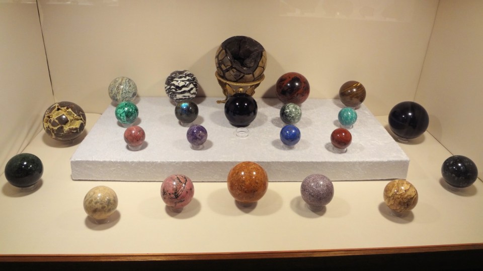 Exotic Rock Spheres on display at the Portland Regional Gem and Mineral Show